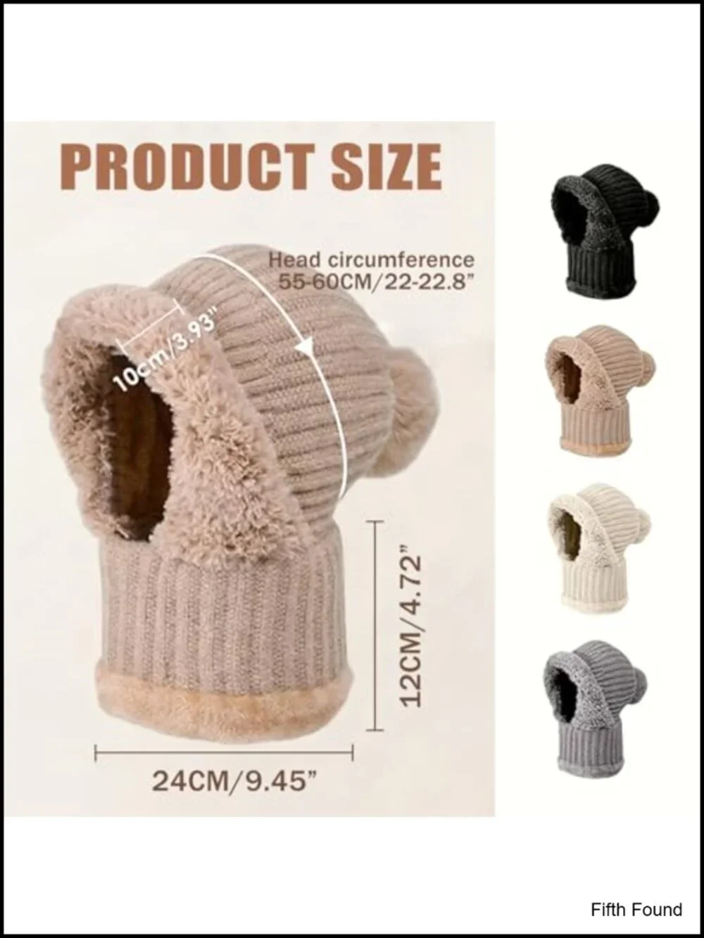 3-in-1 Knit Beanie Hat with Scarf and Mask Set Winter Warm Ski Neck Warmer